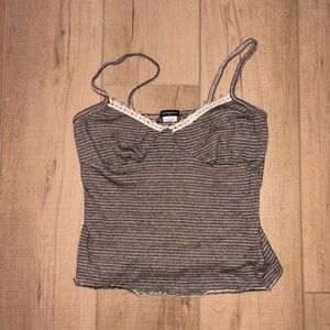 Striped Tank Top with Lace Trim
